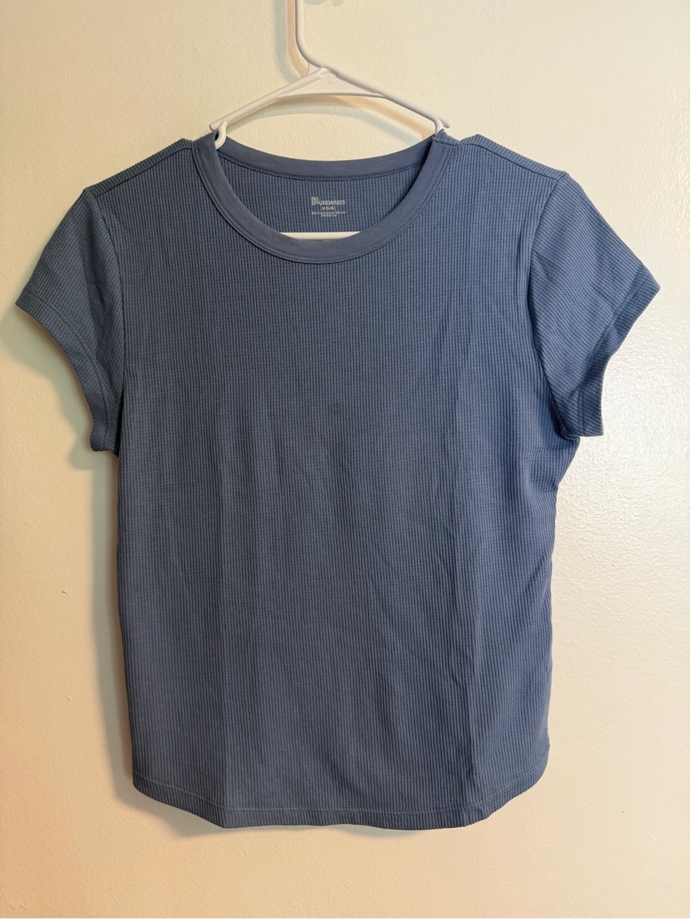 No Boundaries Ribbed Short Sleeve Tee - Denim Blue